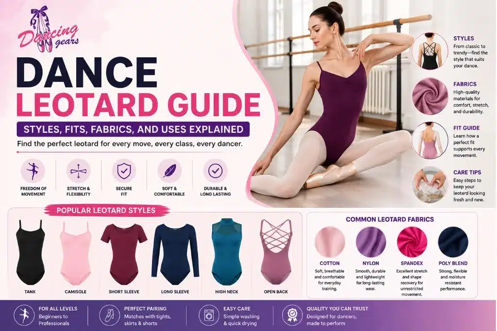 Dance leotard guide styles, fits, fabrics, and uses explained - popular leotard styles and common fabrics for dancers