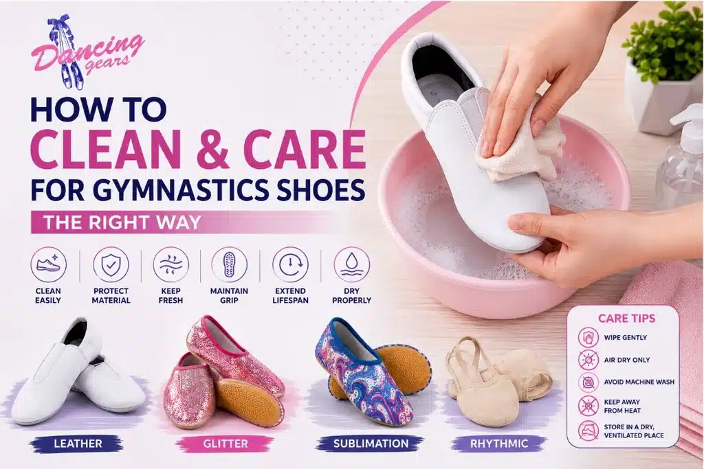 How to clean and care for gymnastics shoes the right way - cleaning guide for leather, glitter, sublimation and rhythmic shoes