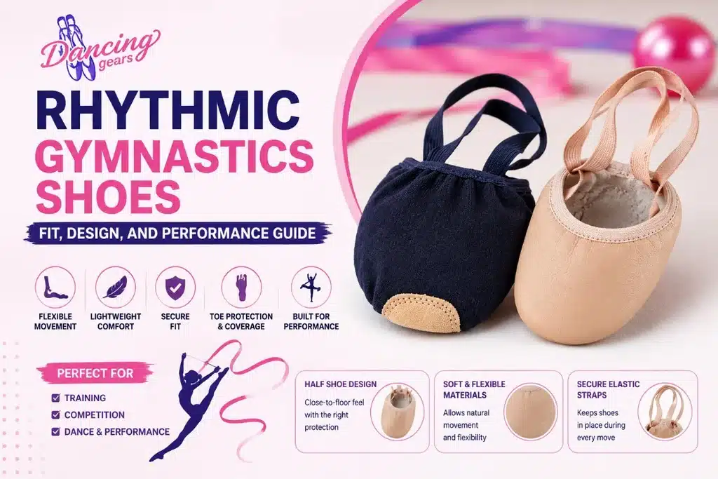 Rhythmic gymnastics shoes fit, design, and performance guide - half shoe design with secure elastic straps for training and competition